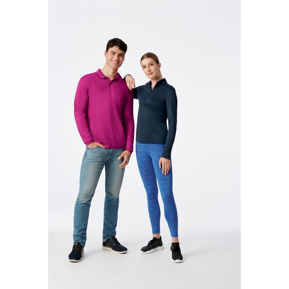 NWT Clique Gala Pink Spin Eco Performance Jersey Long Sleeve Mens Polo - Picture 2 of 3